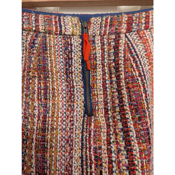 Women's Anthropologie Maeve Tweed Fringe Mini Skirt 0 Brown Orange striped - Picture 5 of 8